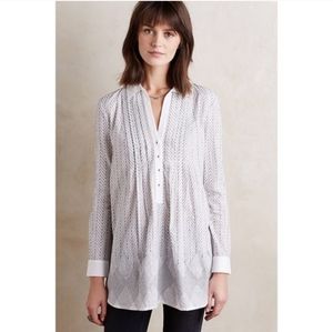 Vanessa Virgina Anthropologie Asha Tunic White Top Size 4